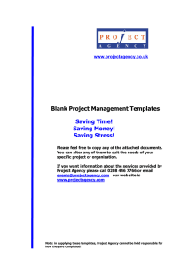 Blank Project Management Templates Saving Time! Saving Money