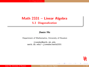 Math 2331 – Linear Algebra - 5.3 Diagonalization