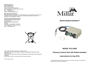 MODEL PCU-2000 Pressure Control Unit with Patient