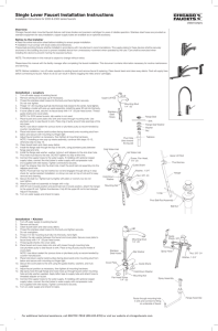 Single Lever Faucet Installation Instructions