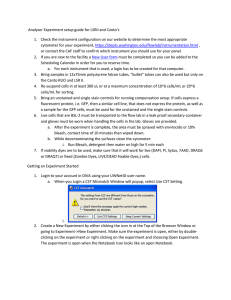 Analyzer Experiment setup guide for LSRII and Canto`s 1. Check the