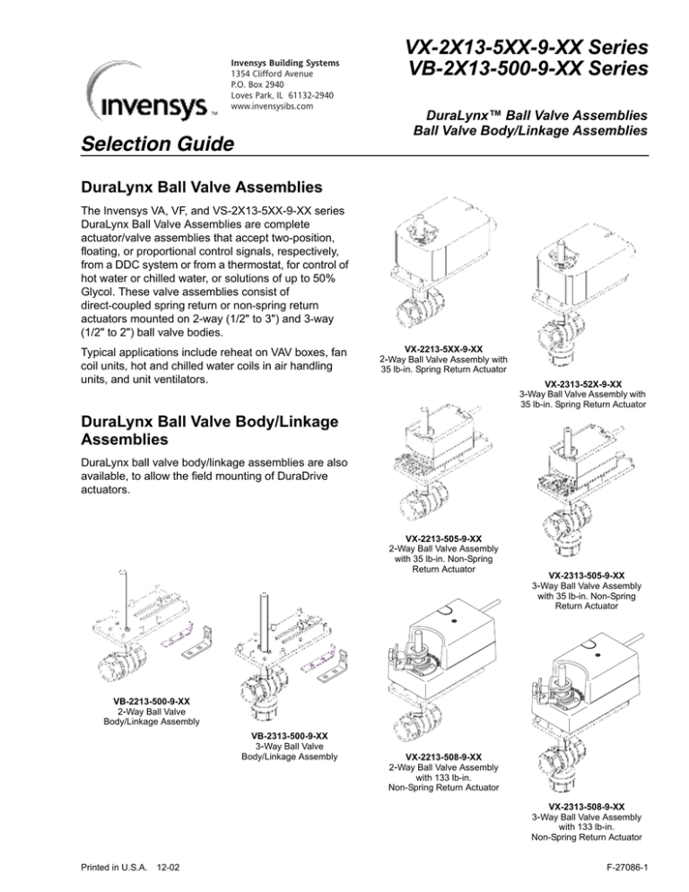 Selection Guide VX-2X13-5XX-9-XX Series VB-2X13