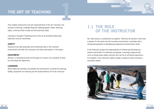 THE ART OF TEACHING 1.1 THE ROLE OF THE INSTRUCTOR