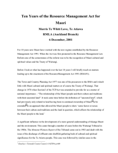 Ten Years of the Resource Management Act for Maori