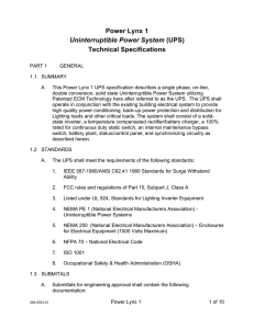Power Lynx 1 Uninterruptible Power System (UPS) Technical