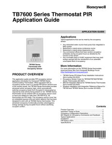 TB7600 Series Thermostat PIR Application Guide