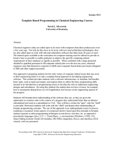 Template Based Programming in Chemical Engineering Courses