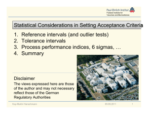 Presentation - Statistical Considerations in Setting Acceptance Criteria