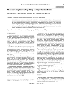 Manufacturing Process Capability and Specification Limits