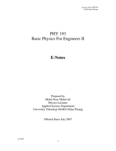 PHY 193 Basic Physics For Engineers II E