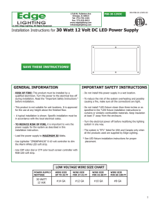 Installation Instructions for 30 Watt 12 Volt DC LED