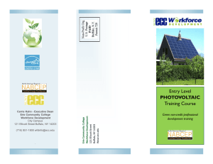 Entry Level PHOTOVOLTAIC Training Course