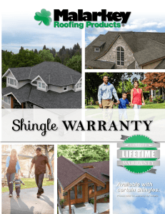 Shingle WARRANTY - Malarkey Roofing Products