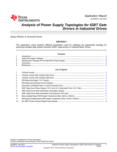 Analysis of Power Supply Topologies for IGBT Gate Drivers in