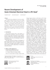 Recent Development of Grain-Oriented Electrical Steel in JFE Steel