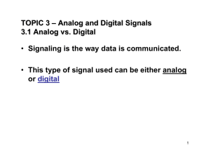 TOPIC 3 – Analog and Digital Signals 3.1 Analog vs. Digital