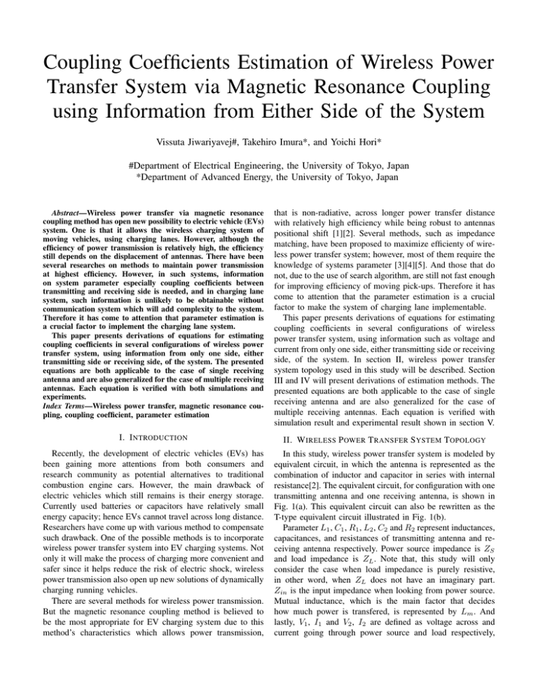 Coupling Coefficients Estimation of Wireless Power Transfer System