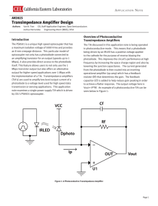 Transimpedance Amplifier Design Vout OUT U1 Ip Dphoto Rf Cf