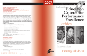 2007 Education Criteria for Performance Excellence