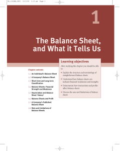 The Balance Sheet, and What it Tells Us