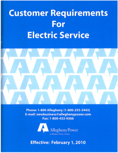 Customer Requirements For Electric Service