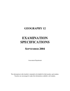 geography 12 examination specifications september 2004