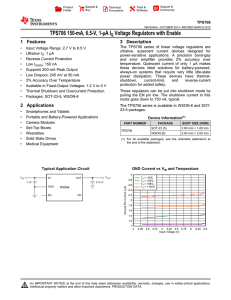 TPS706 150-mA, 6.5-V, 1-μA IQ Voltage Regulators with Enable