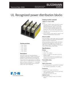 Bussmann series UL Recognized power distribution blocks data