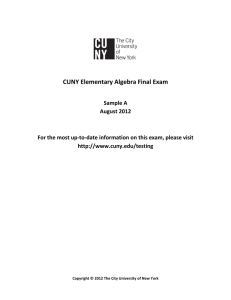 CUNY Elementary Algebra Final Exam