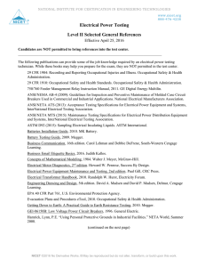 Electrical Power Testing Level II Selected General References