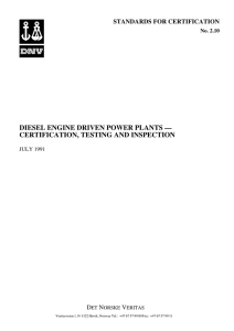 DNV Standard for Certification 2.10 Diesel Engine Driven Power
