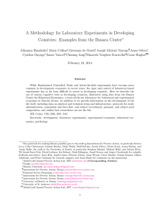 A Methodology for Laboratory Experiments in Developing Countries