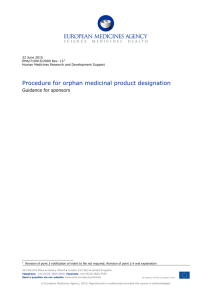 Procedure for orphan medicinal products designation, guidance to