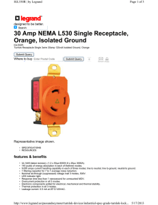 30 Amp NEMA L530 Single Receptacle, Orange, Isolated Ground