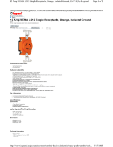 15 Amp NEMA L515 Single Receptacle, Orange, Isolated Ground