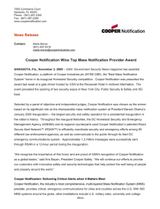 News Release Cooper Notification Wins Top Mass Notification