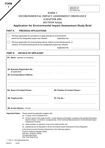 Application for Environmental Impact Assessment Study Brief FORM 1