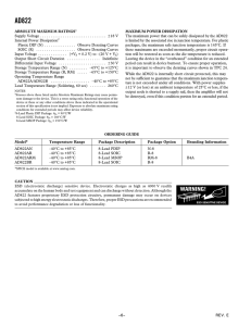 Analog Devices AD822AN datasheet: pdf