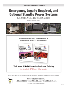 Emergency, Legally Required, and Optional Standby Power Systems
