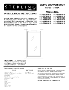 SWING SHOWER DOOR Models Nos.