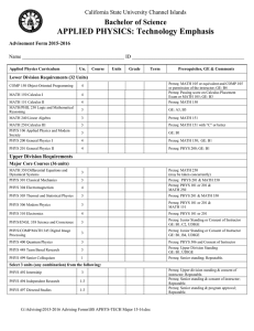 APPLIED PHYSICS: Technology Emphasis