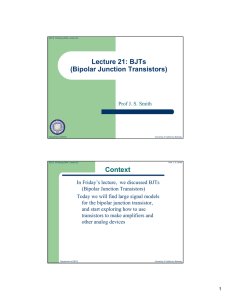 Lecture 21: BJTs (Bipolar Junction Transistors)