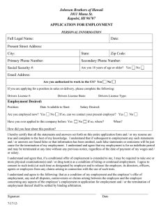 Employment Application – General - Johnson Brothers of Hawaii, Inc.