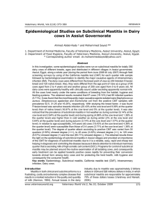 Epidemiological Studies on Subclinical Mastitis in Dairy