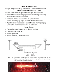 What Makes a Laser • Light Amplification by Stimulated Emission of