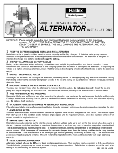 SUBJECT: DO`S AND DON`TS OF ALTERNATOR INSTALLATIONS