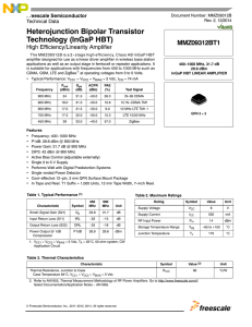 MMZ09312BT1 400-1000 MHz, 31.7 dB, 29.6 dBm InGaP HBT