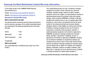 Samsung Certified Refurbished Limited Warranty Information