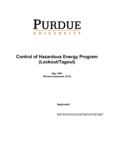 Control of Hazardous Energy Program (Lockout/Tagout Manual)