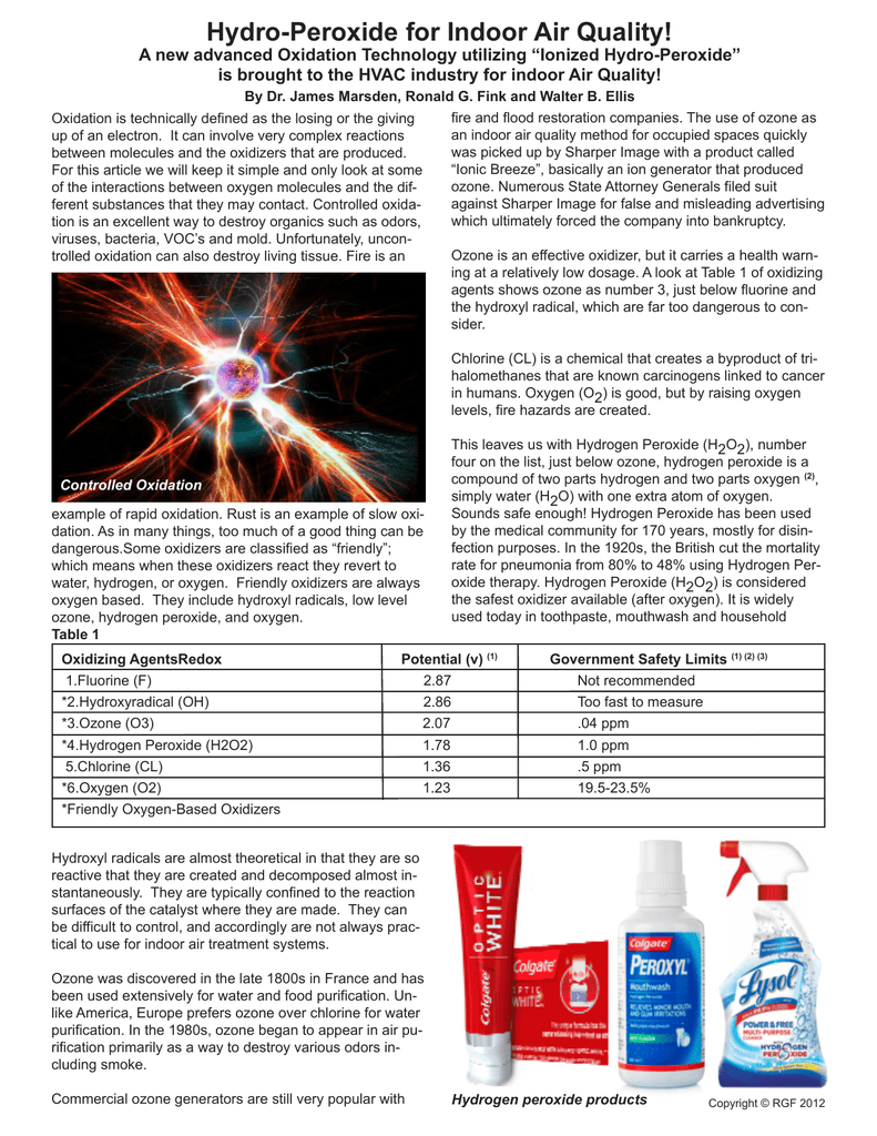 Ionized hydrogen deals peroxide hvac